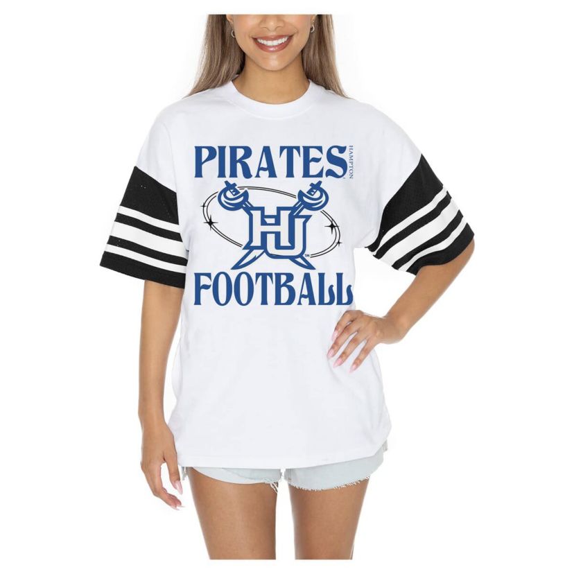 NCAA Hampton Pirates Starting Lineup Contrast Sporty Oversized T-Shirt