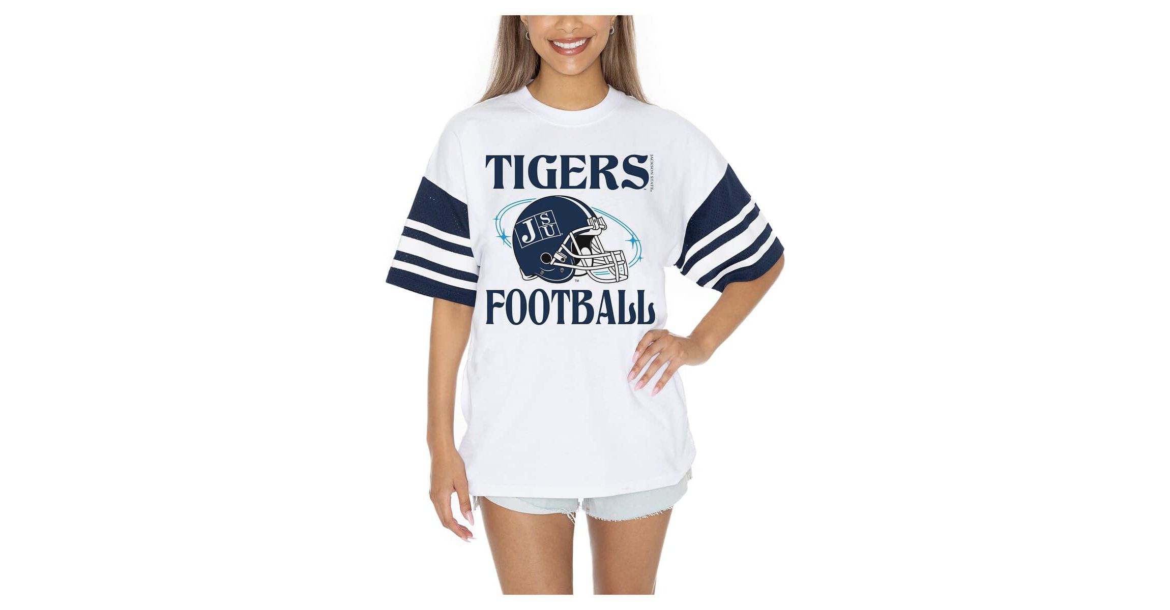 NCAA Jackson State Tigers Starting Lineup Contrast Sporty Oversized T-Shirt