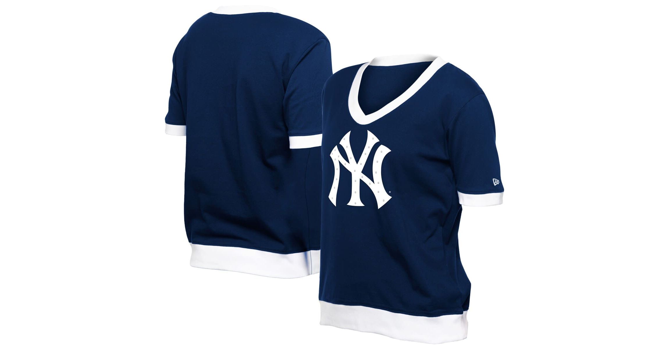 MLB New York Yankees Game Day Rhinestone V-Neck T-Shirt