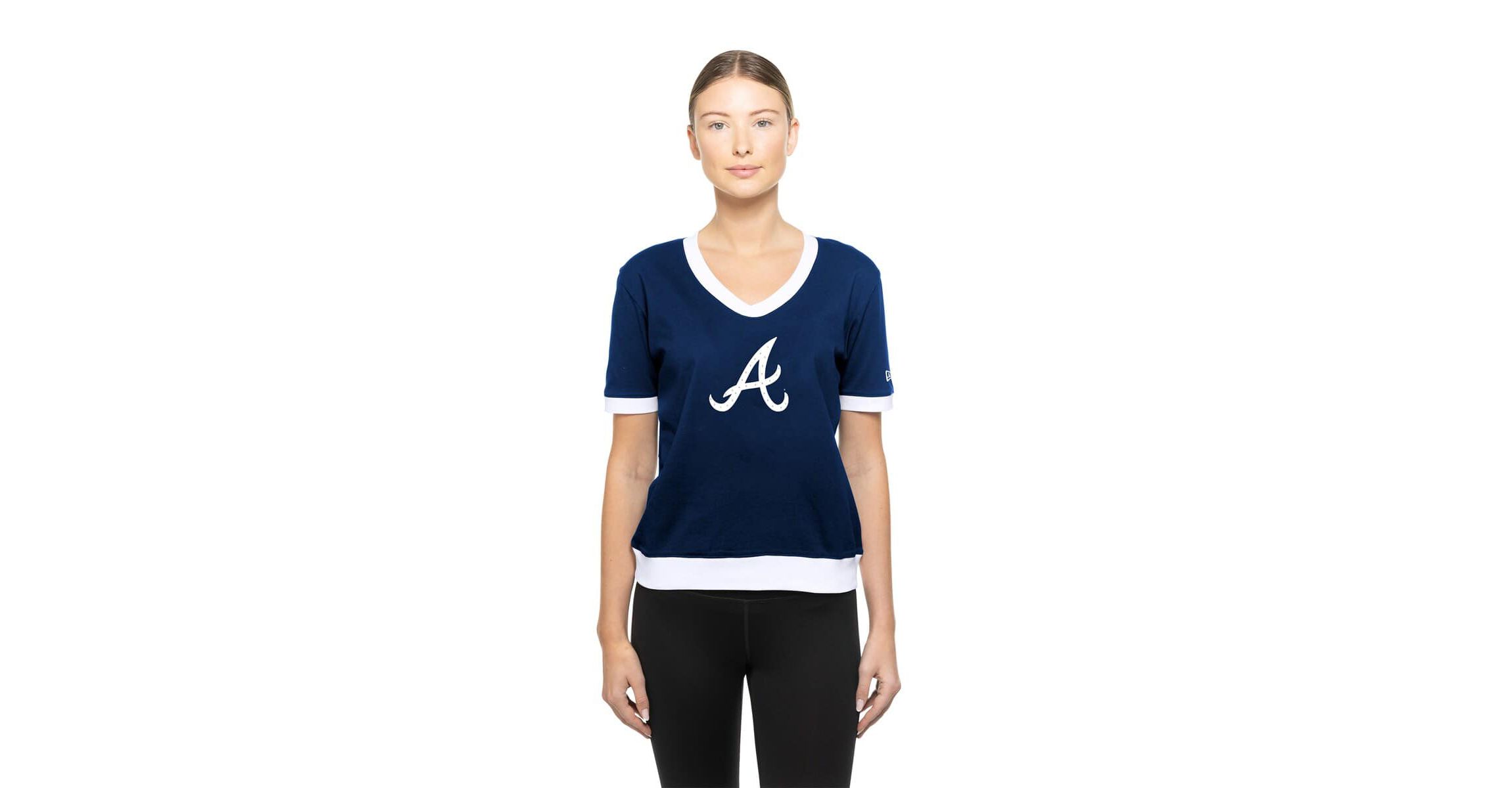 MLB Atlanta Braves Game Day Rhinestone V-Neck T-Shirt