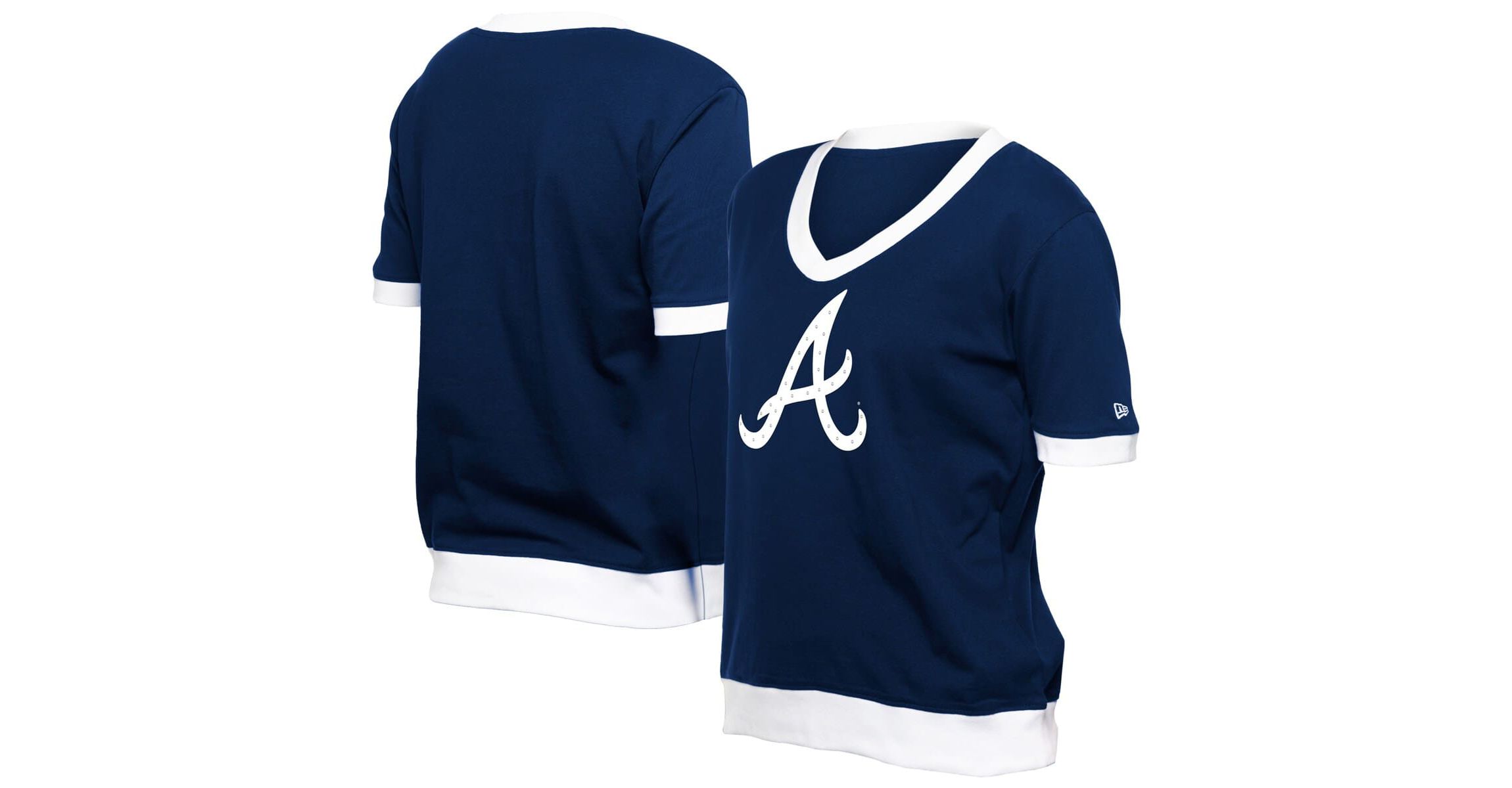 MLB Atlanta Braves Game Day Rhinestone V-Neck T-Shirt