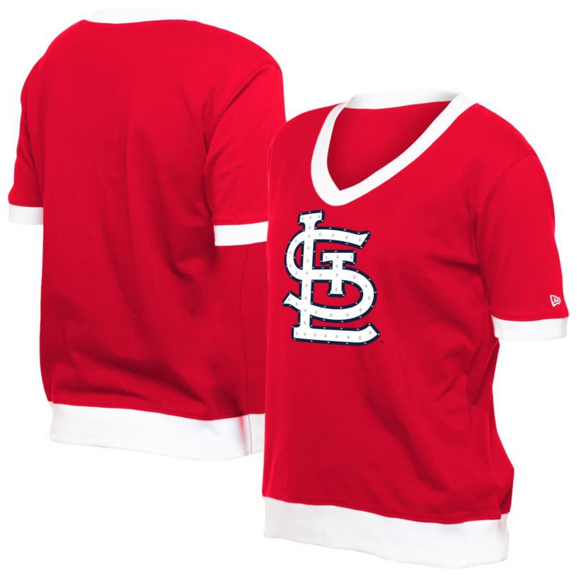 MLB St. Louis Cardinals Game Day Rhinestone V-Neck T-Shirt