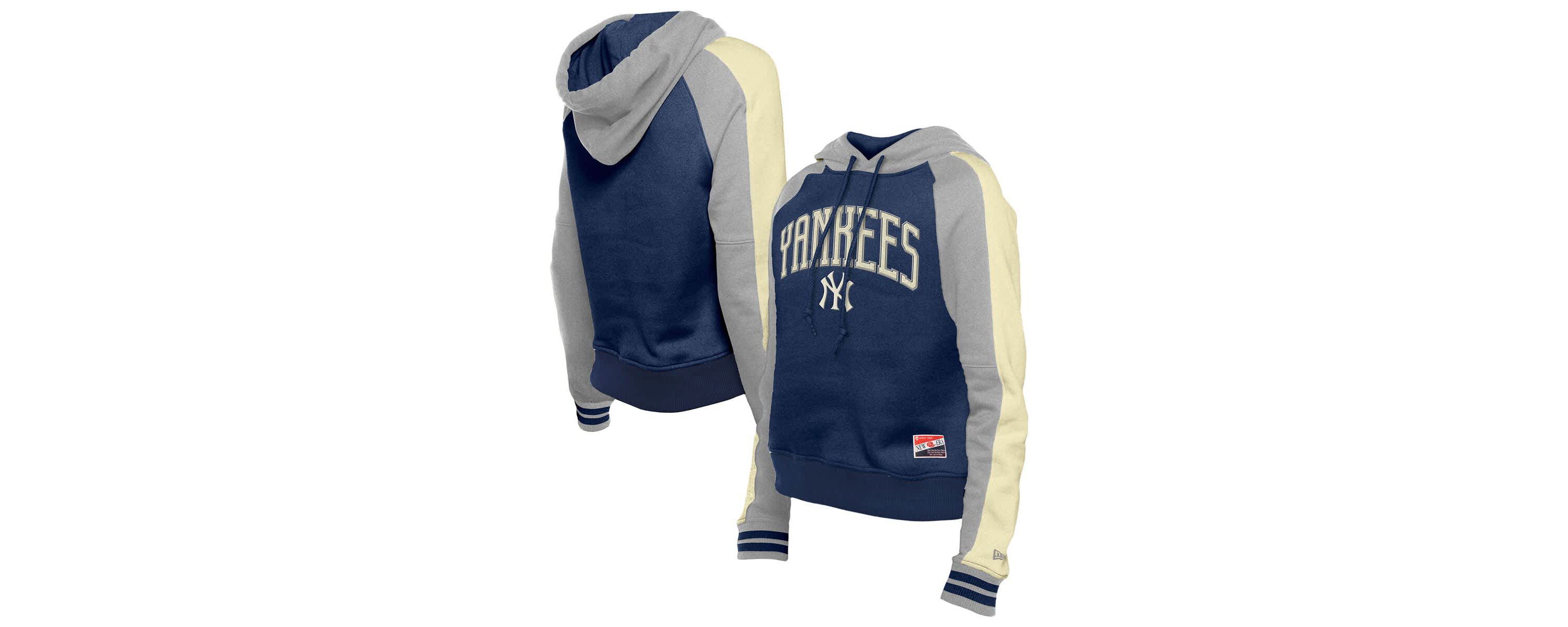 MLB New York Yankees Throwback Cropped Raglan Pullover Hoodie