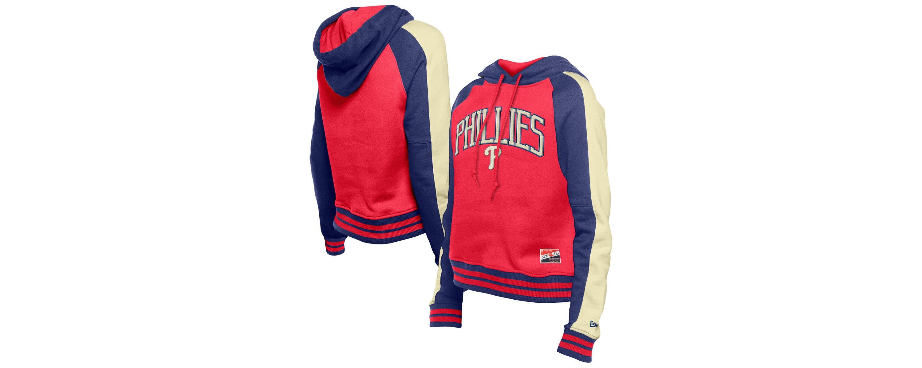 MLB Philadelphia Phillies Throwback Cropped Raglan Pullover Hoodie