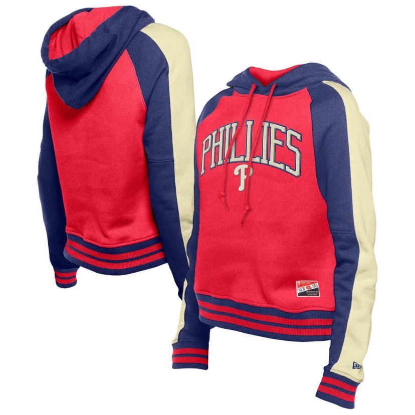 MLB Philadelphia Phillies Throwback Cropped Raglan Pullover Hoodie