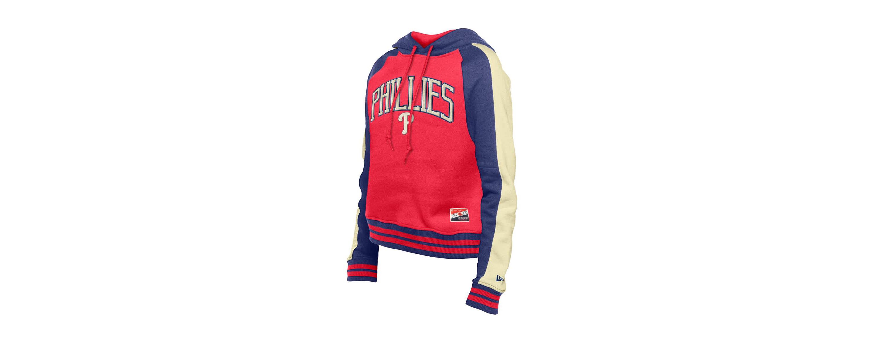 MLB Philadelphia Phillies Throwback Cropped Raglan Pullover Hoodie