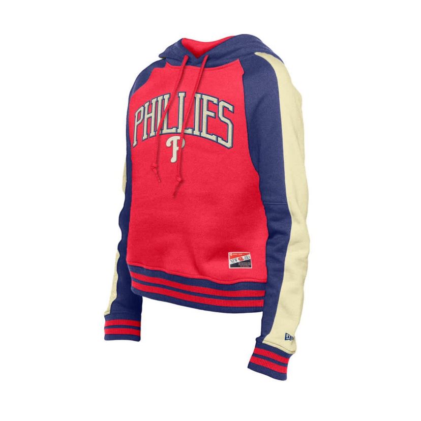MLB Philadelphia Phillies Throwback Cropped Raglan Pullover Hoodie