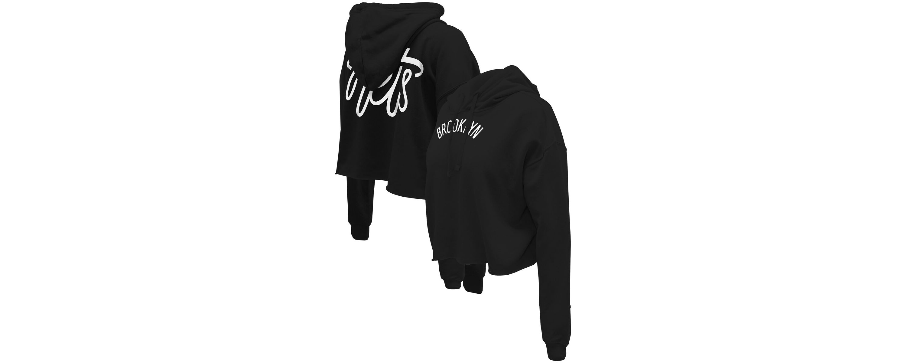 NBA Brooklyn Nets Origins Script Cropped Pullover Hoodie
