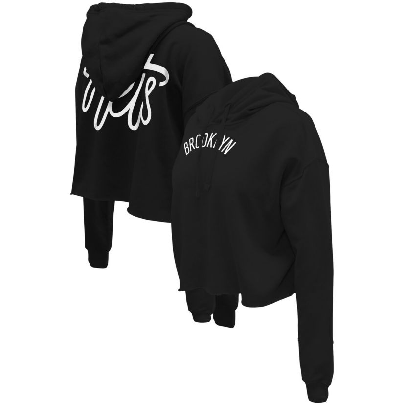 NBA Brooklyn Nets Origins Script Cropped Pullover Hoodie