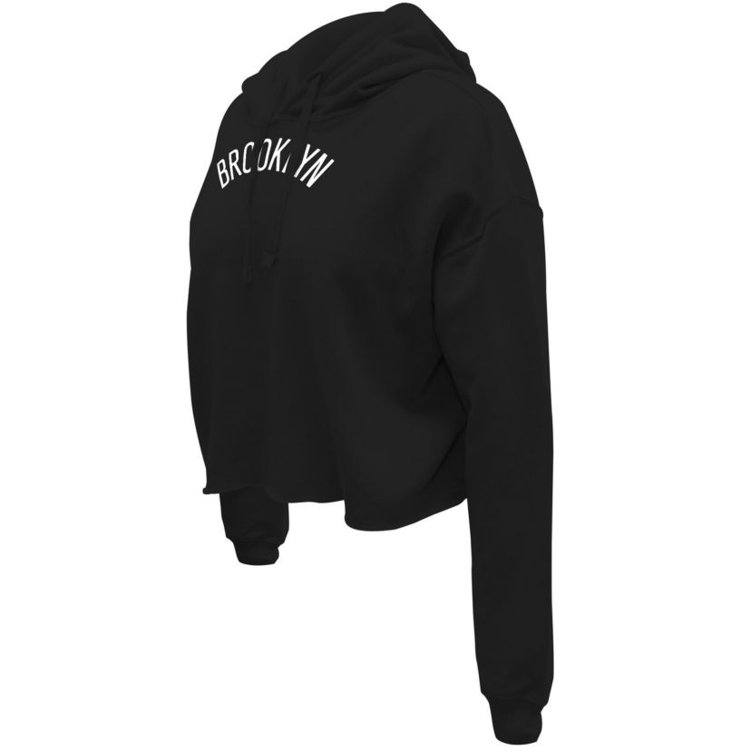 NBA Brooklyn Nets Origins Script Cropped Pullover Hoodie