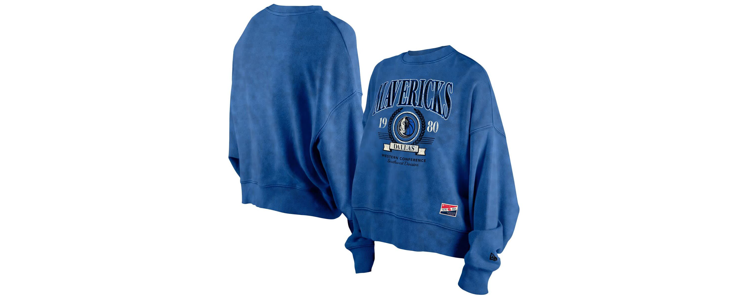 NBA Dallas Mavericks Throwback Vintage Enzyme Wash Oversized Boxy Pullover Sweatshirt