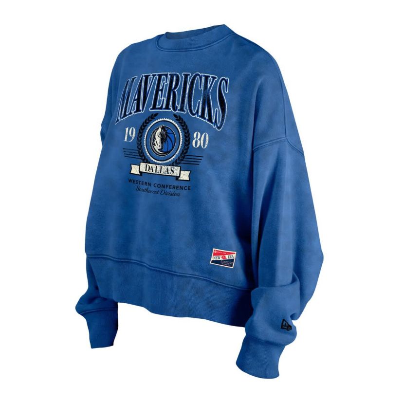 NBA Dallas Mavericks Throwback Vintage Enzyme Wash Oversized Boxy Pullover Sweatshirt