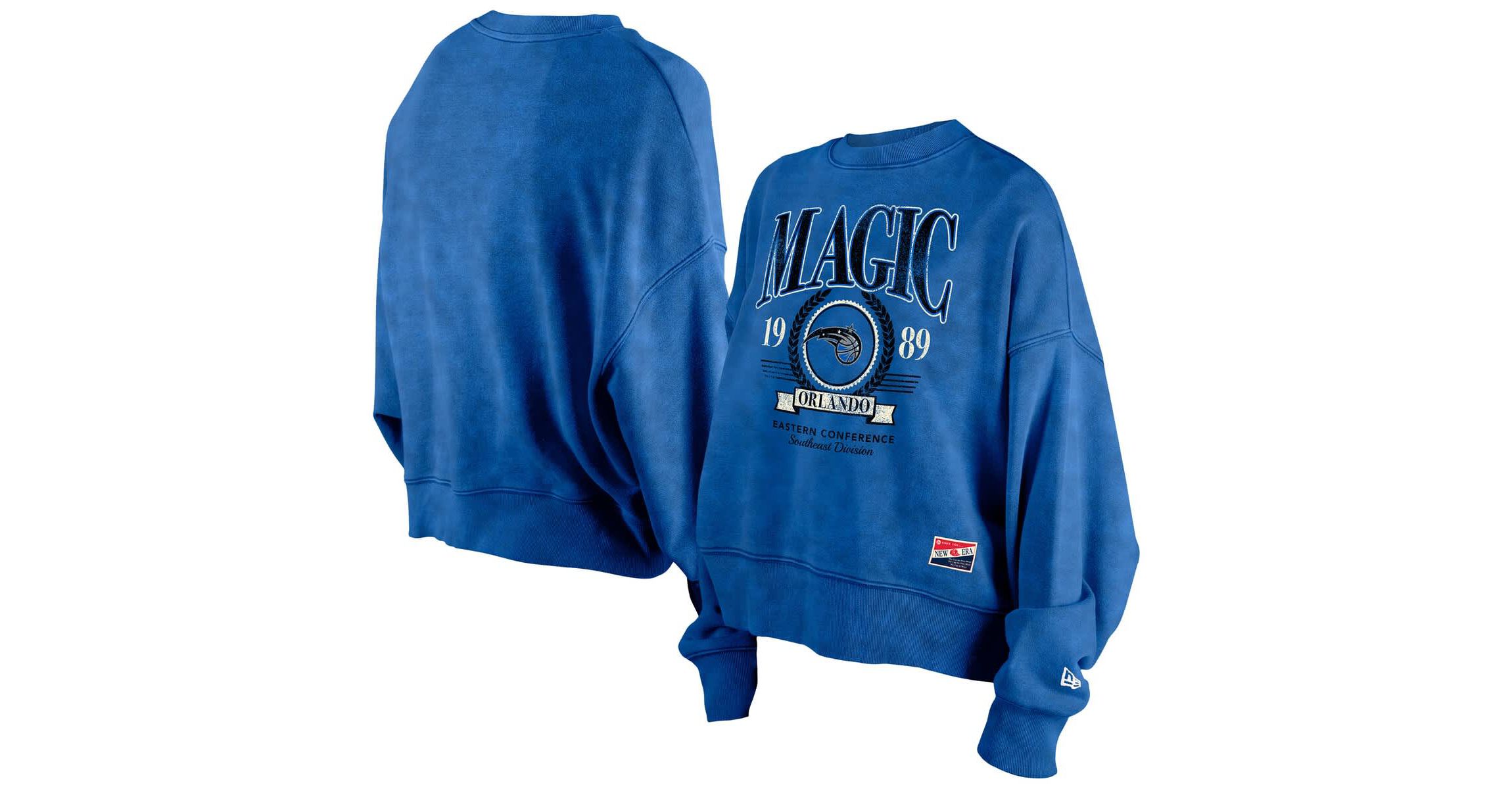 NBA Orlando Magic Throwback Vintage Enzyme Wash Oversized Boxy Pullover Sweatshirt