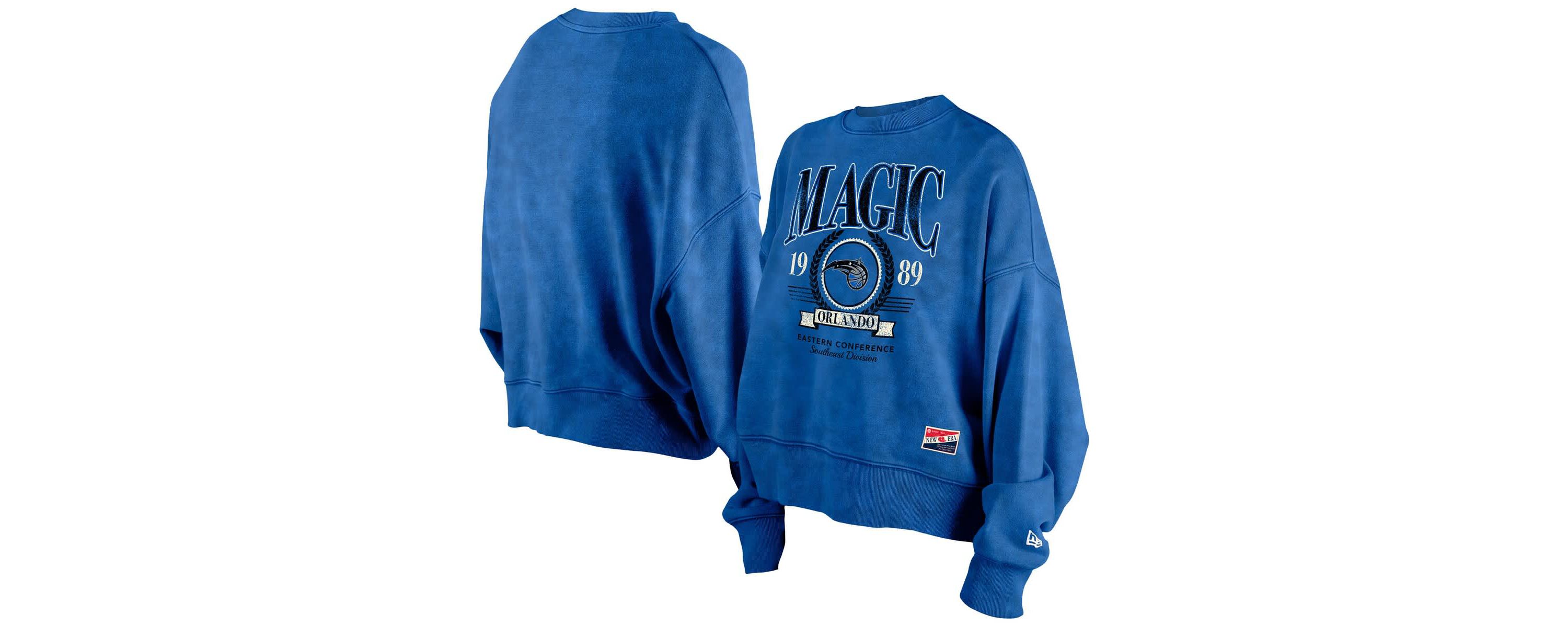 NBA Orlando Magic Throwback Vintage Enzyme Wash Oversized Boxy Pullover Sweatshirt