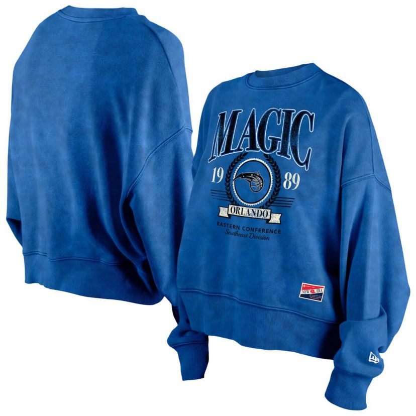 NBA Orlando Magic Throwback Vintage Enzyme Wash Oversized Boxy Pullover Sweatshirt