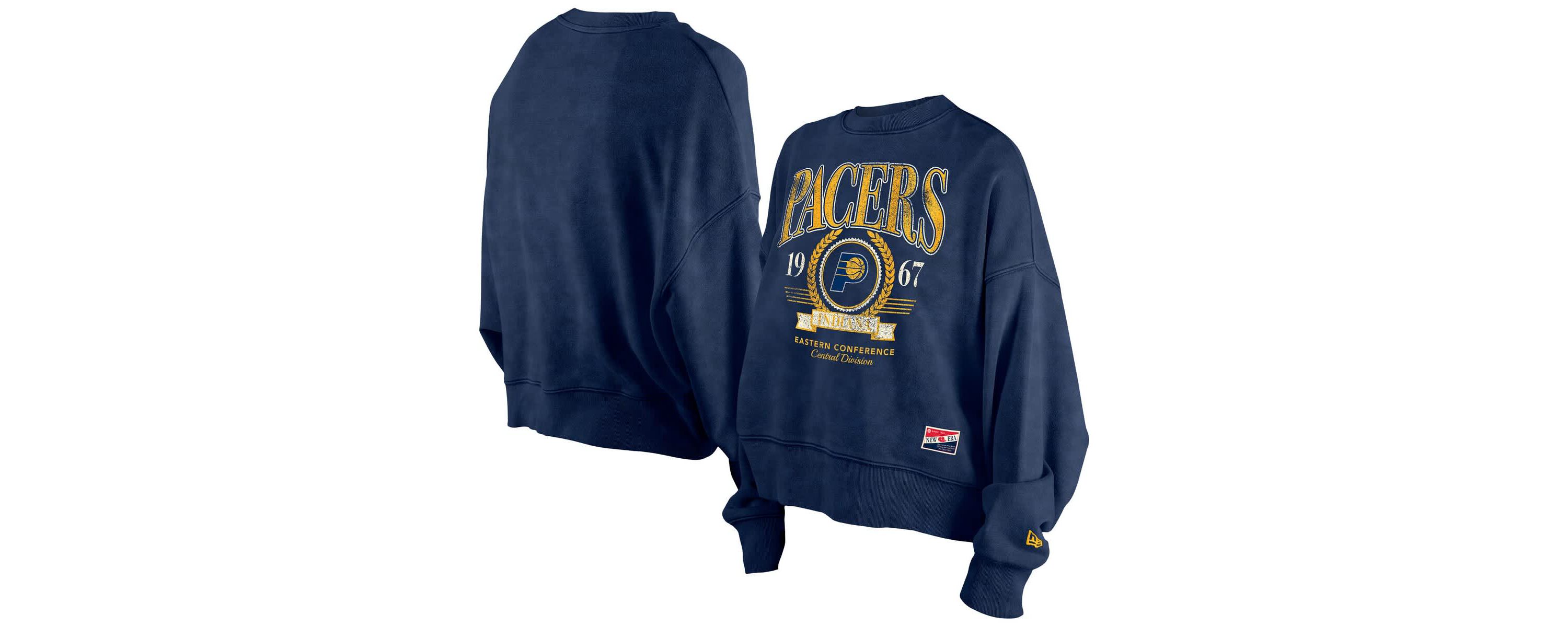 NBA Indiana Pacers Throwback Vintage Enzyme Wash Oversized Boxy Pullover Sweatshirt