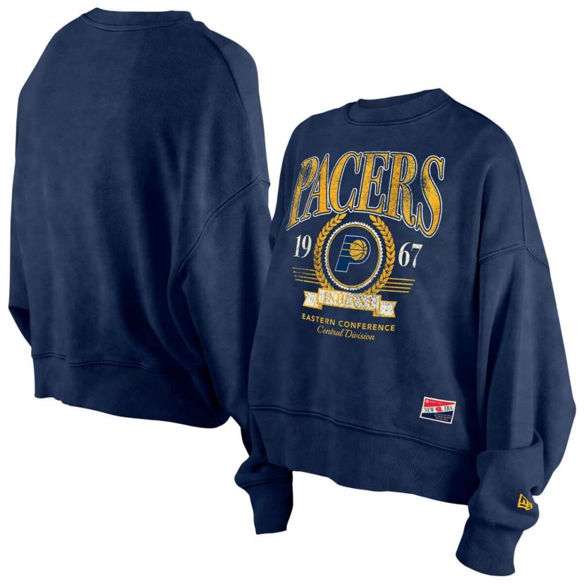 NBA Indiana Pacers Throwback Vintage Enzyme Wash Oversized Boxy Pullover Sweatshirt