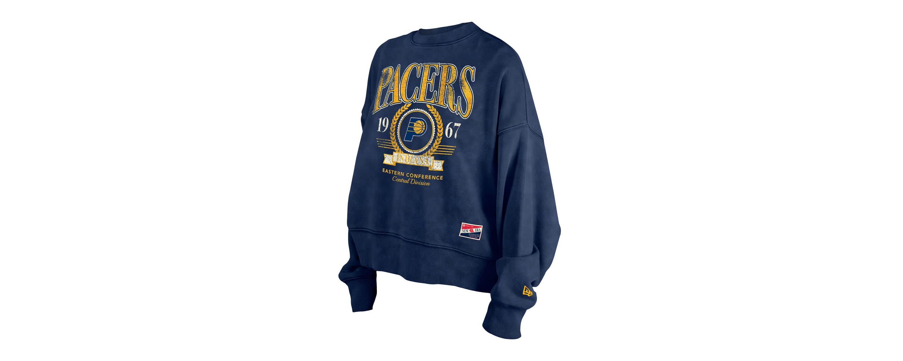 NBA Indiana Pacers Throwback Vintage Enzyme Wash Oversized Boxy Pullover Sweatshirt