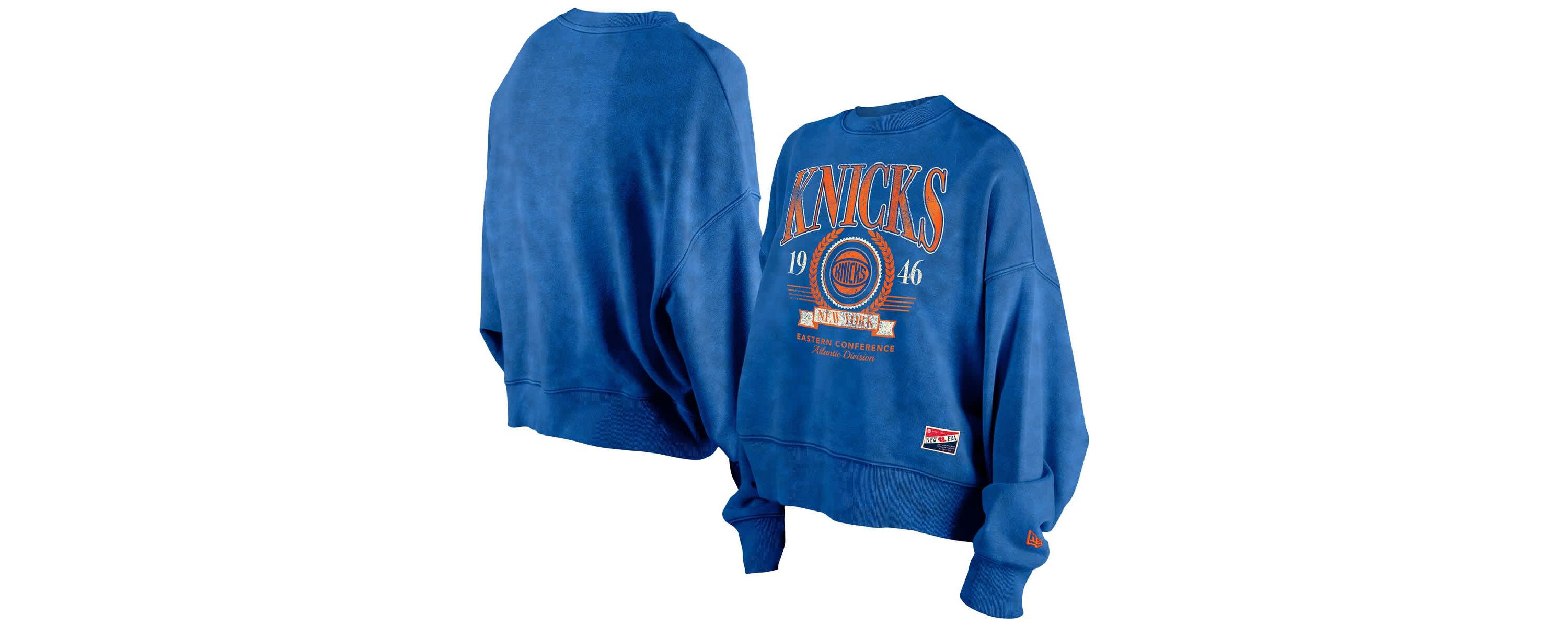 NBA New York Knicks Throwback Vintage Enzyme Wash Oversized Boxy Pullover Sweatshirt