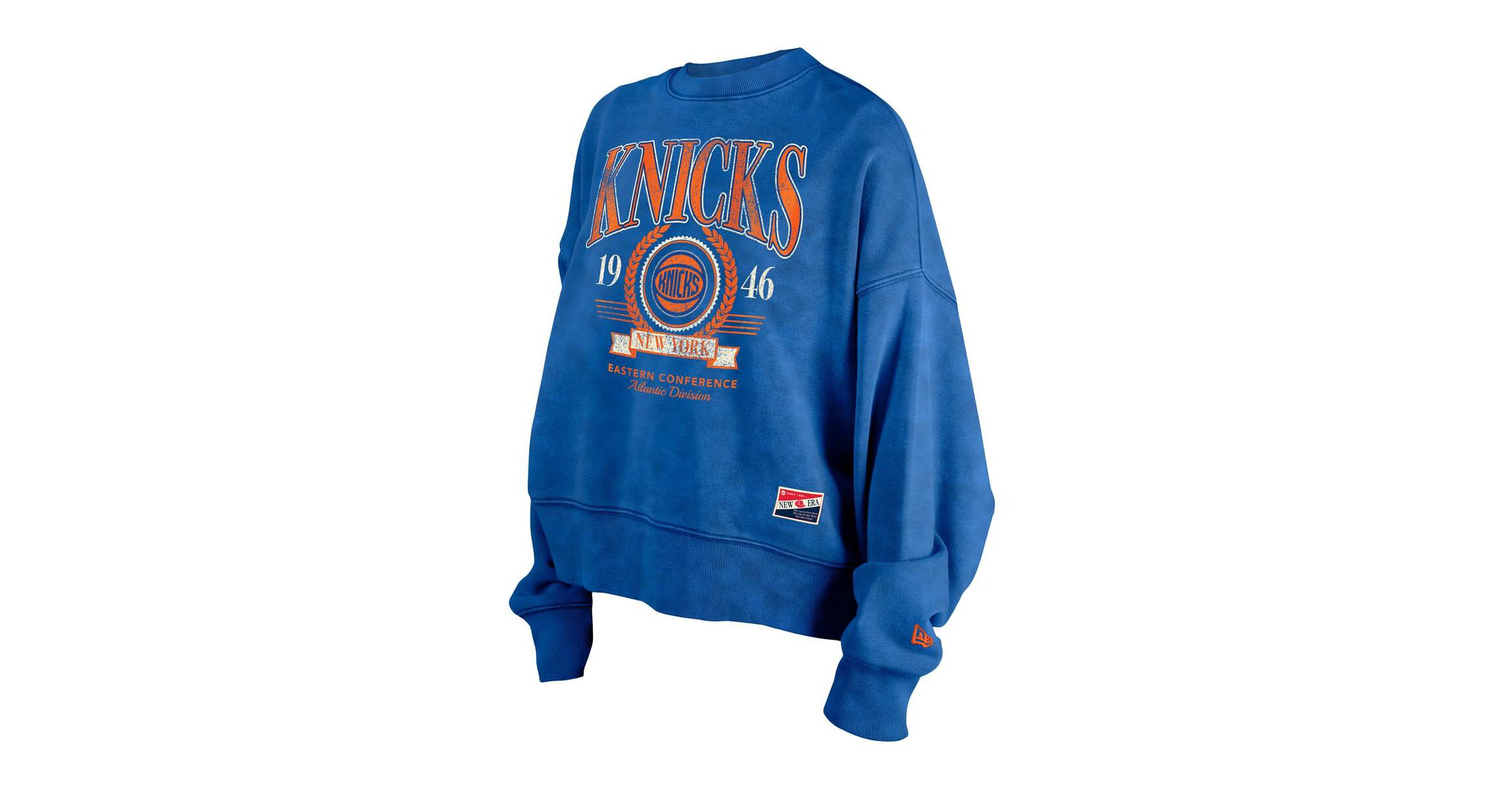 NBA New York Knicks Throwback Vintage Enzyme Wash Oversized Boxy Pullover Sweatshirt