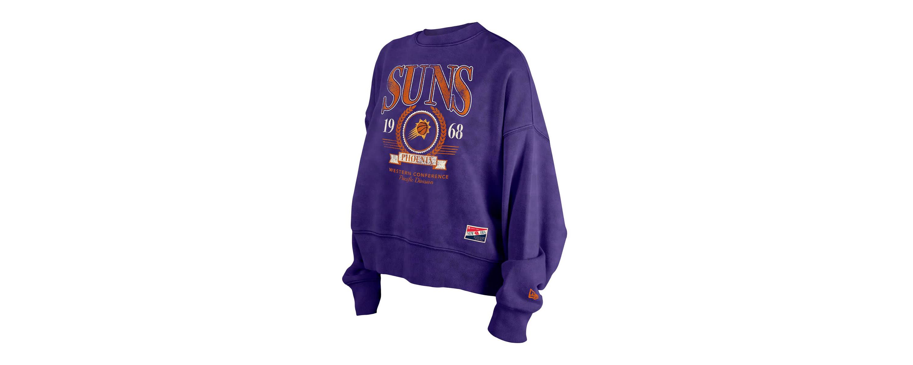 NBA Phoenix Suns Throwback Vintage Enzyme Wash Oversized Boxy Pullover Sweatshirt