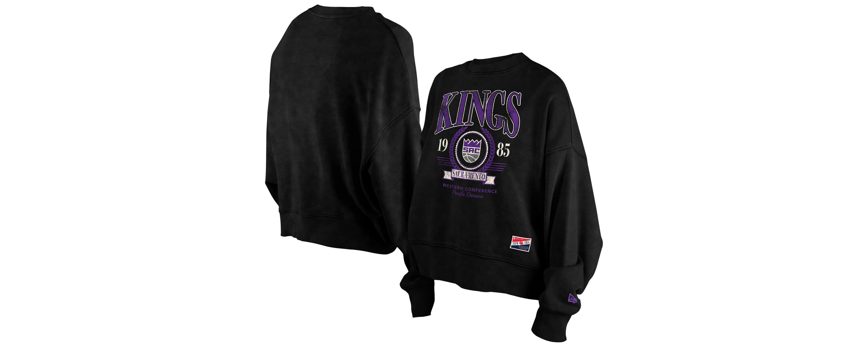 NBA Sacramento Kings Throwback Vintage Enzyme Wash Oversized Boxy Pullover Sweatshirt