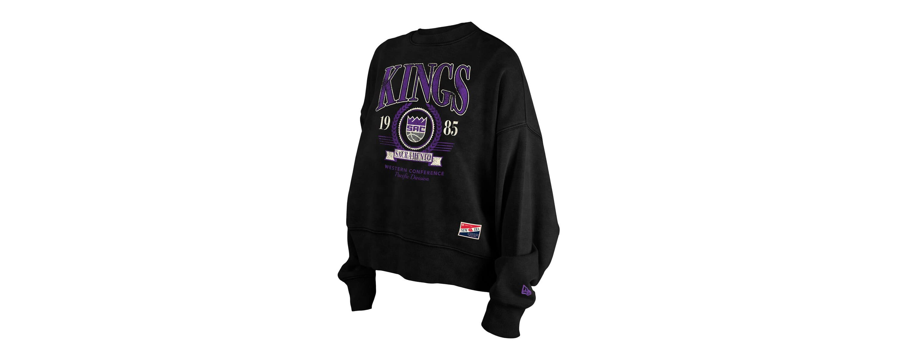 NBA Sacramento Kings Throwback Vintage Enzyme Wash Oversized Boxy Pullover Sweatshirt