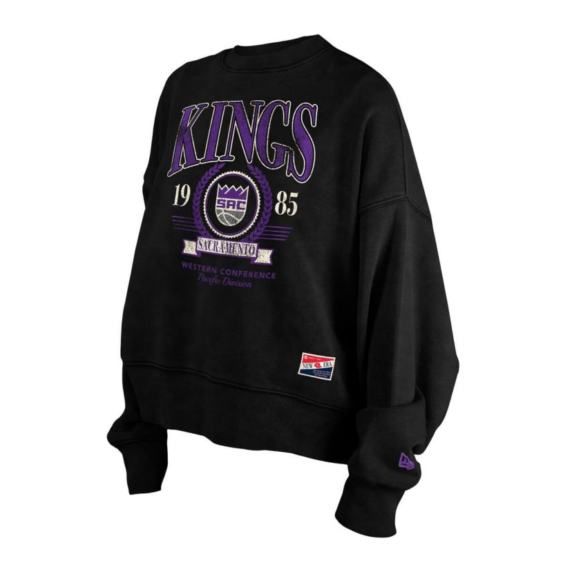 NBA Sacramento Kings Throwback Vintage Enzyme Wash Oversized Boxy Pullover Sweatshirt