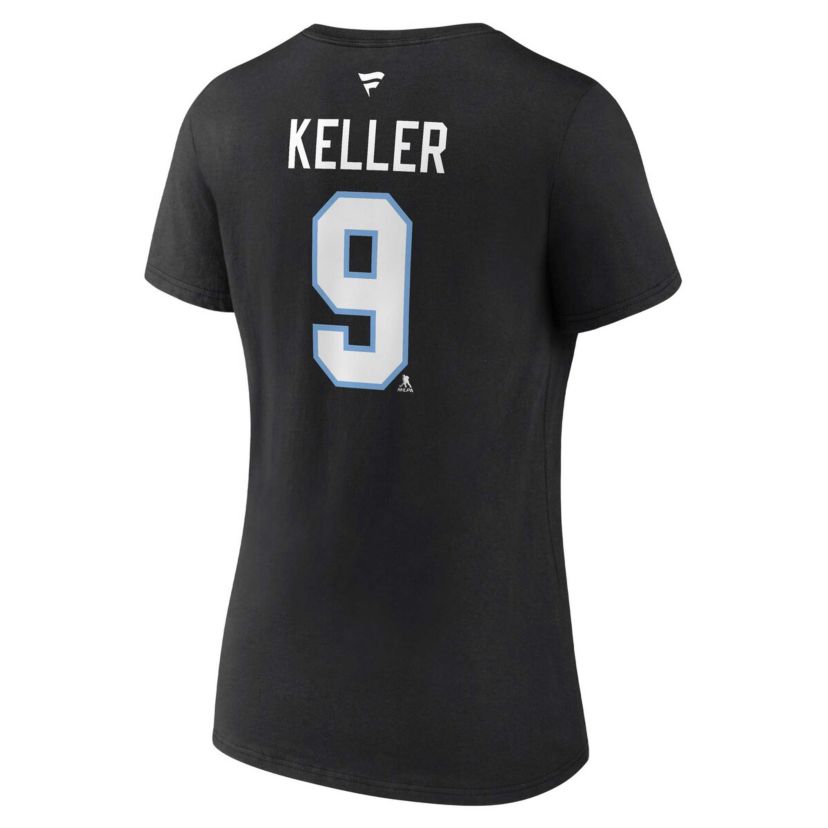 NHL Fanatics Clayton Keller Utah Hockey Club Authentic Stack Name & Number V-Neck T-Shirt