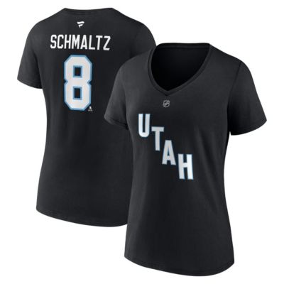 NHL Fanatics Nick Schmaltz Utah Hockey Club Authentic Stack Name & Number V-Neck T-Shirt, Black, Small