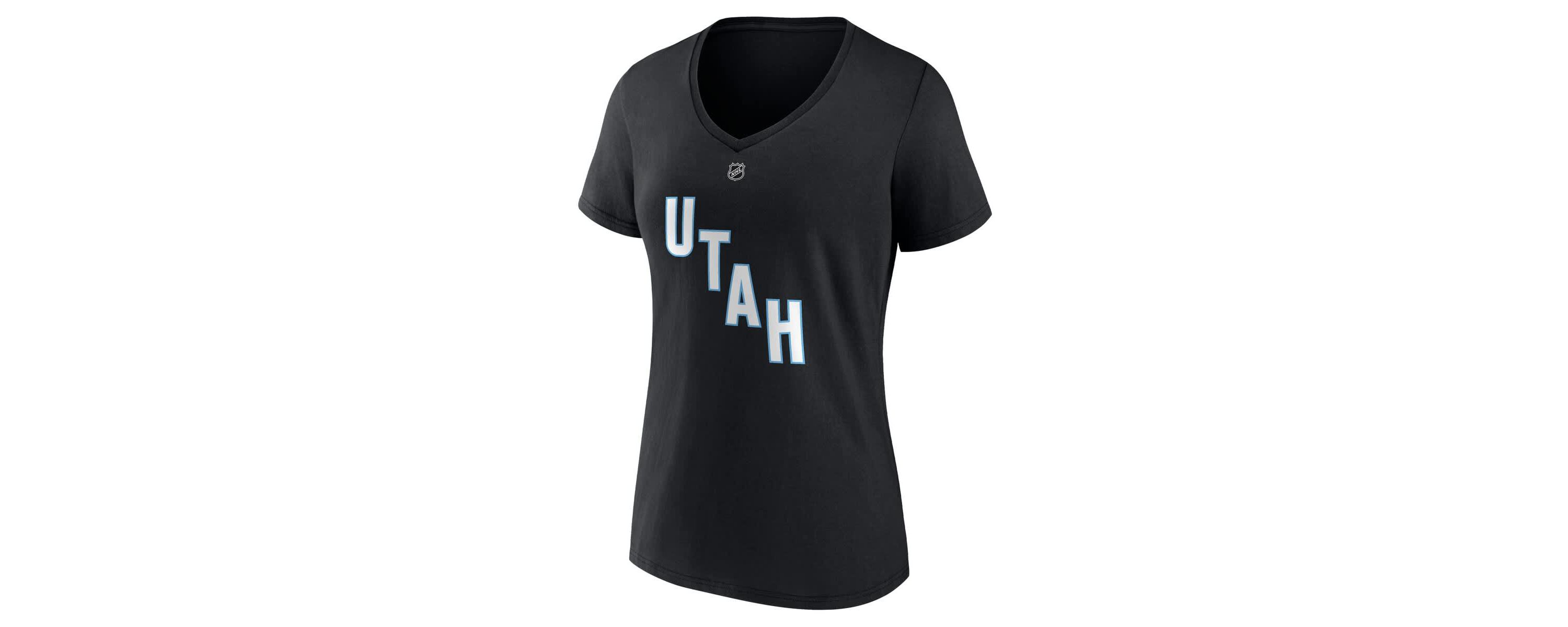 NHL Fanatics Nick Schmaltz Utah Hockey Club Authentic Stack Name & Number V-Neck T-Shirt