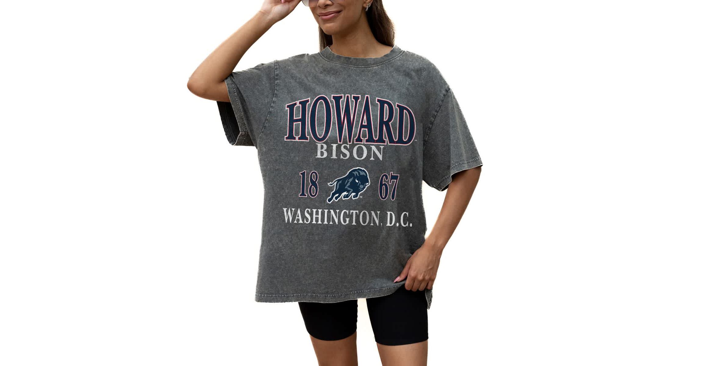 NCAA Grey Howard Bison Oversized Snow Wash T-Shirt