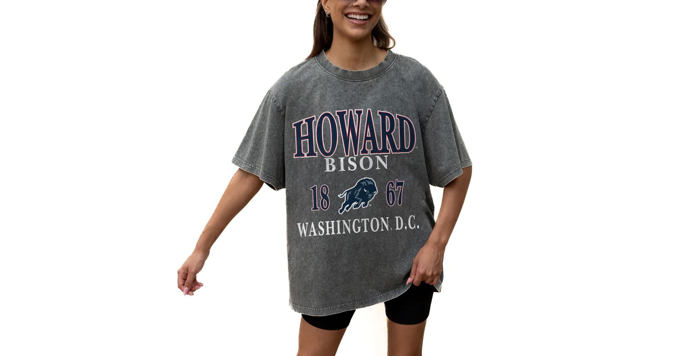NCAA Grey Howard Bison Oversized Snow Wash T-Shirt