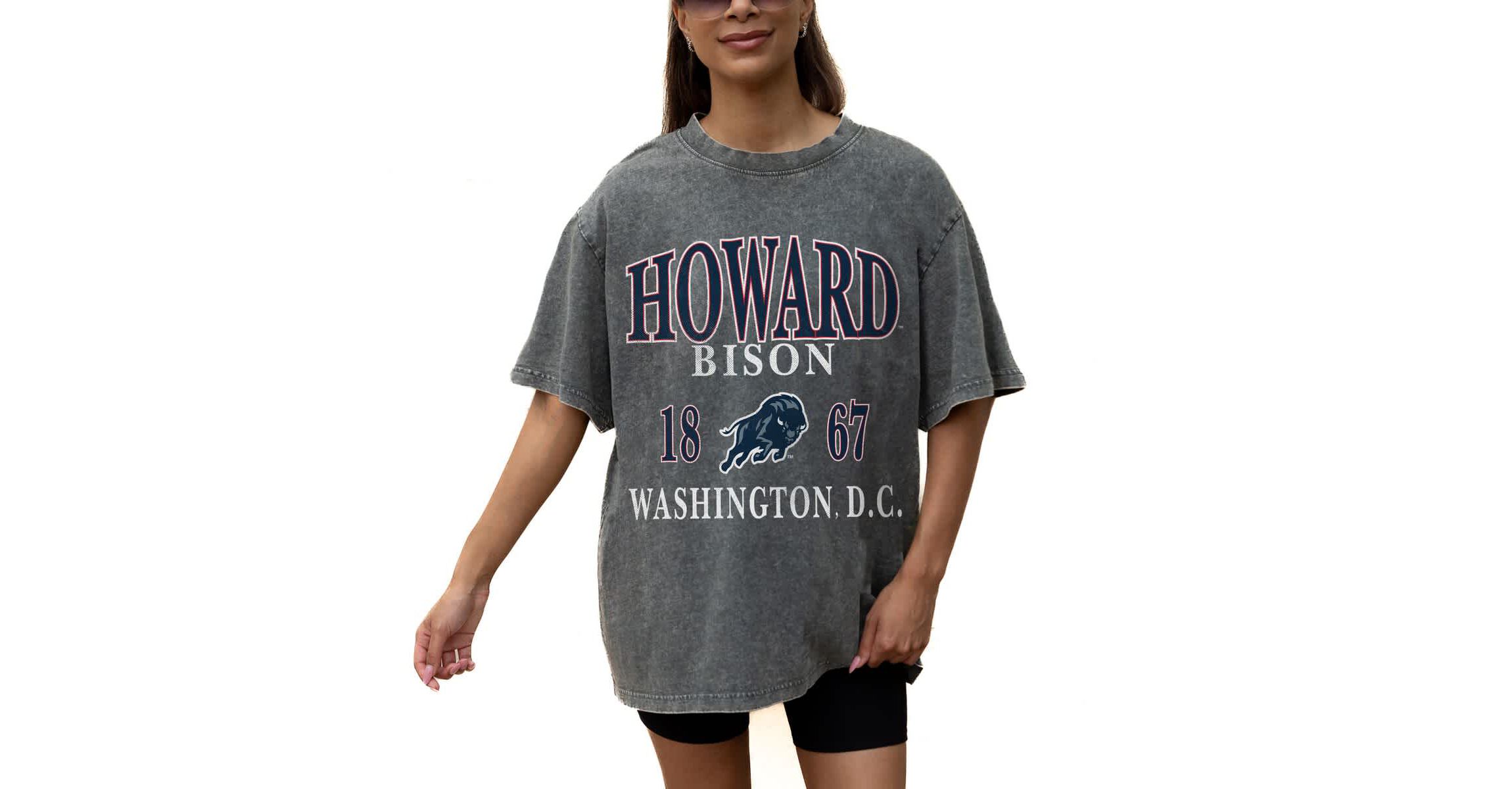 NCAA Grey Howard Bison Oversized Snow Wash T-Shirt