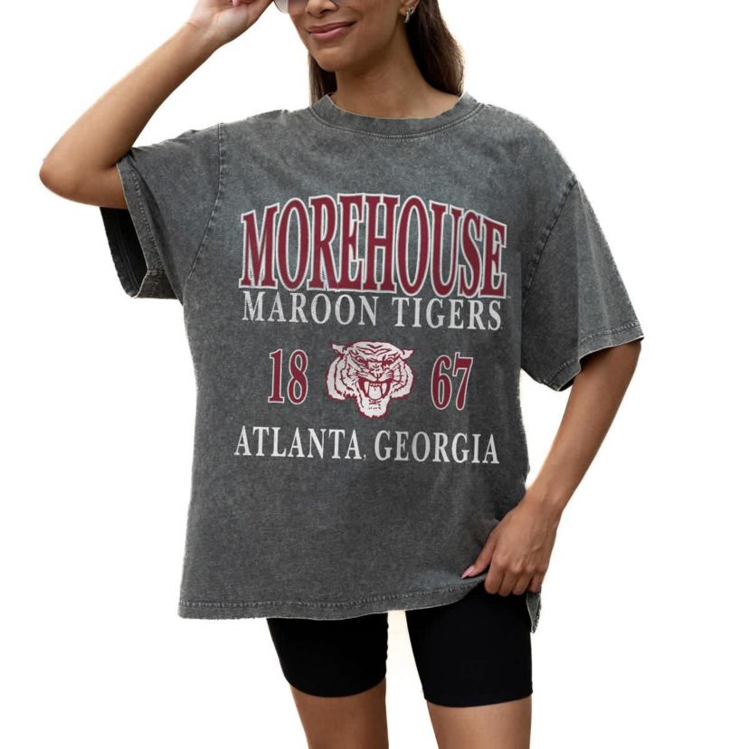 Morehouse Maroon Tigers NCAA Grey Morehouse Tigers Oversized Snow Wash T-Shirt