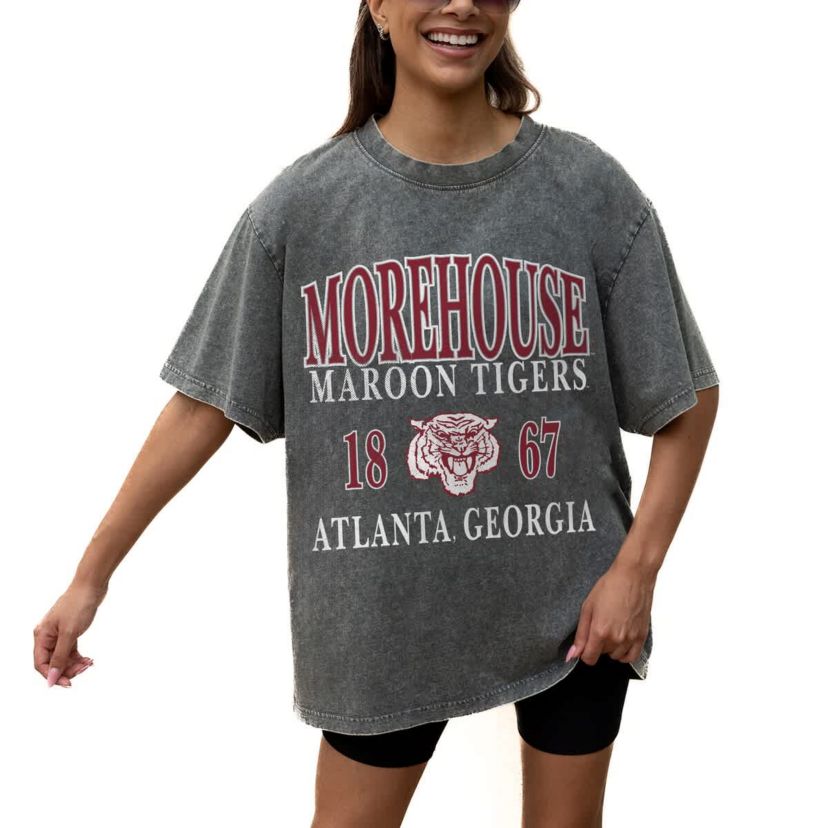 Morehouse Maroon Tigers NCAA Grey Morehouse Tigers Oversized Snow Wash T-Shirt