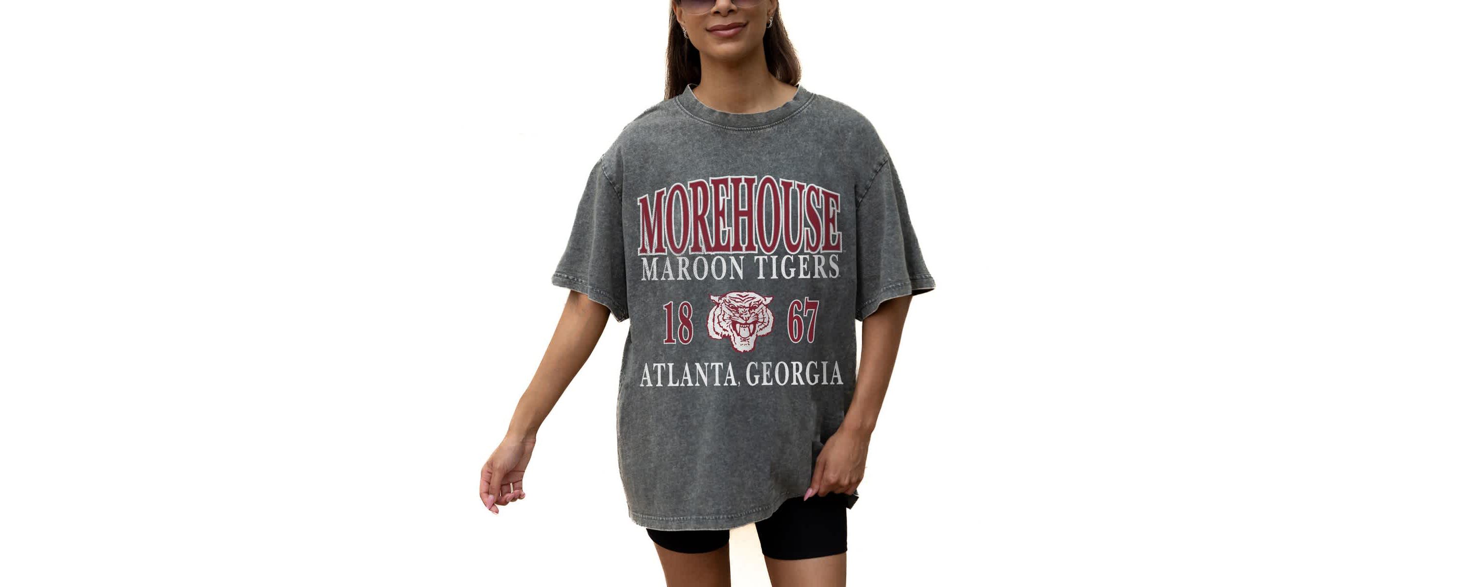 Morehouse Maroon Tigers NCAA Grey Morehouse Tigers Oversized Snow Wash T-Shirt
