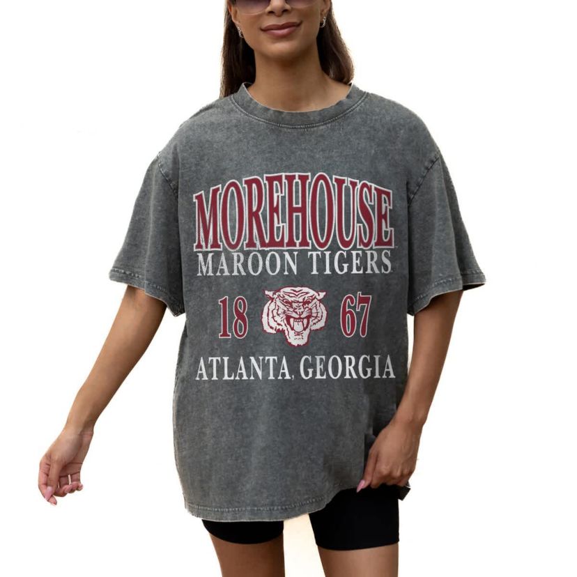 Morehouse Maroon Tigers NCAA Grey Morehouse Tigers Oversized Snow Wash T-Shirt