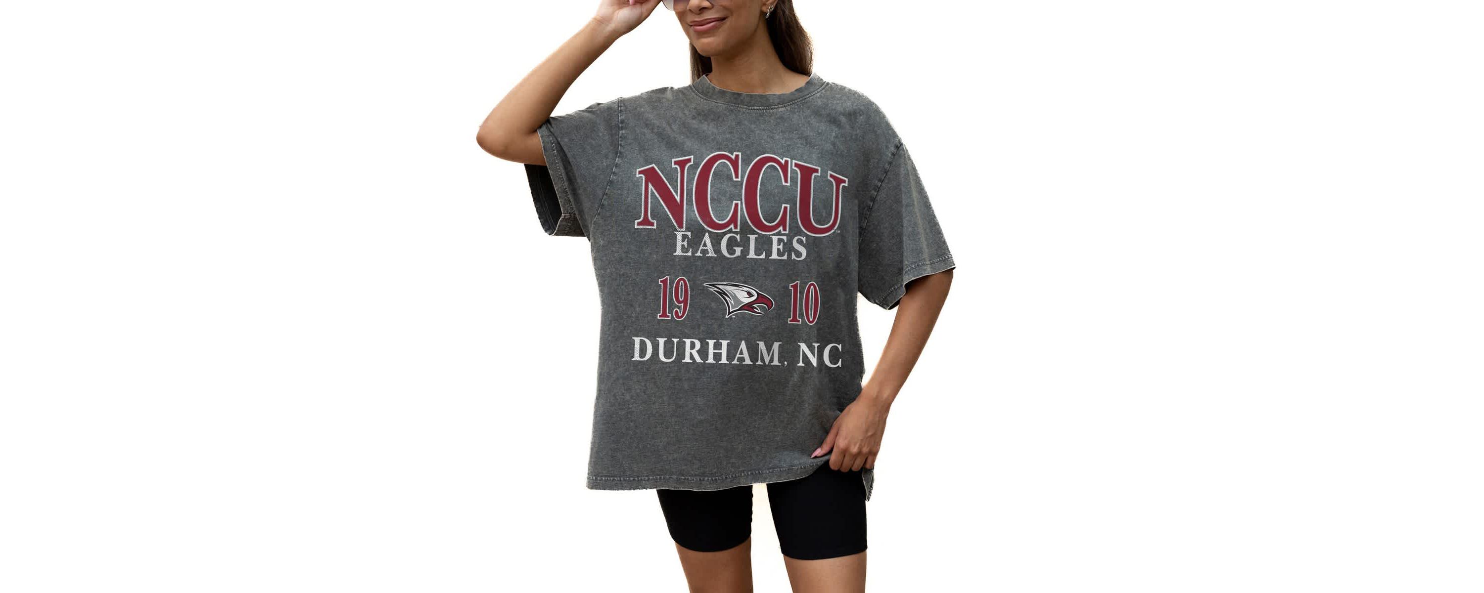 NC Central Eagles NCAA Grey North Carolina Central Eagles Oversized Snow Wash T-Shirt