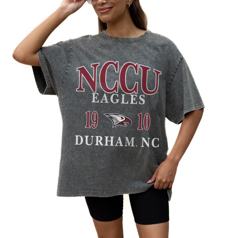 NC Central Eagles NCAA Grey North Carolina Central Eagles Oversized Snow Wash T-Shirt