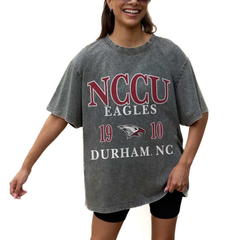 NC Central Eagles NCAA Grey North Carolina Central Eagles Oversized Snow Wash T-Shirt