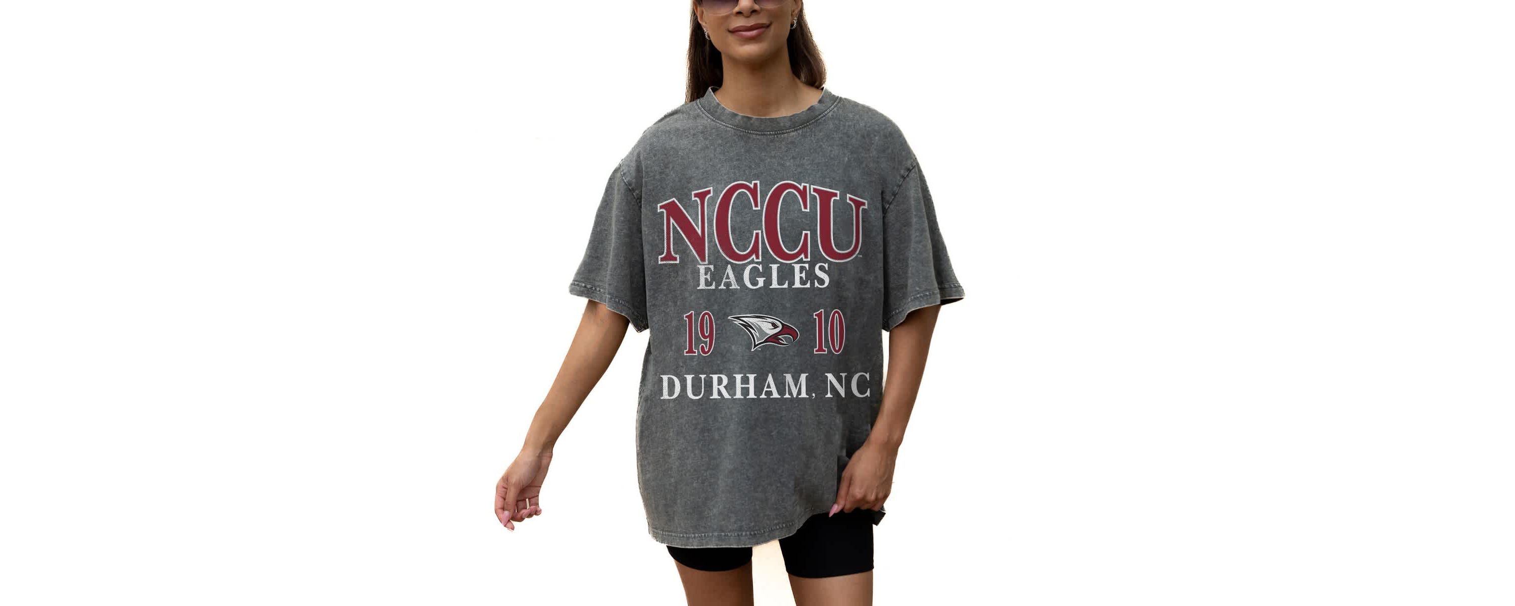 NC Central Eagles NCAA Grey North Carolina Central Eagles Oversized Snow Wash T-Shirt