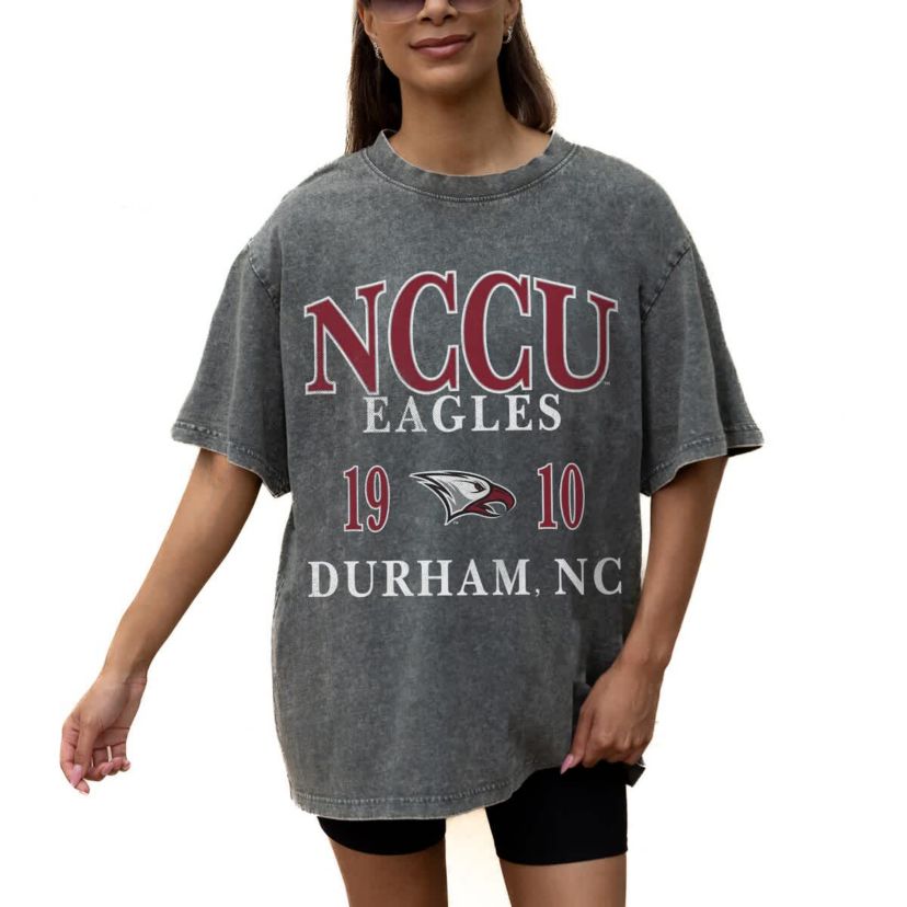 NC Central Eagles NCAA Grey North Carolina Central Eagles Oversized Snow Wash T-Shirt