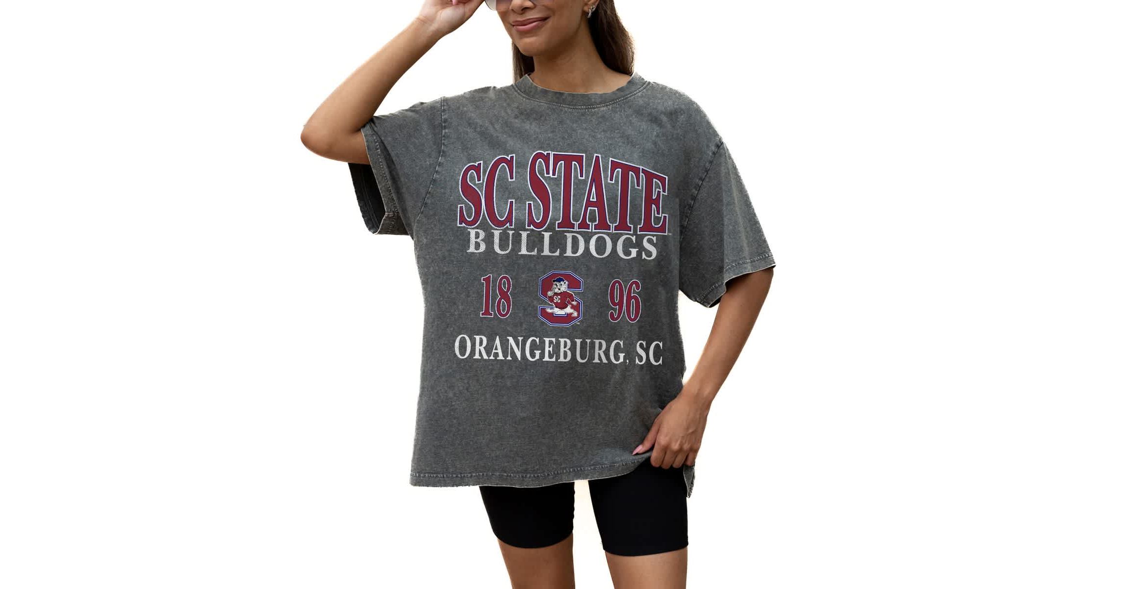 SC State Bulldogs NCAA Grey South Carolina State Bulldogs Oversized Snow Wash T-Shirt