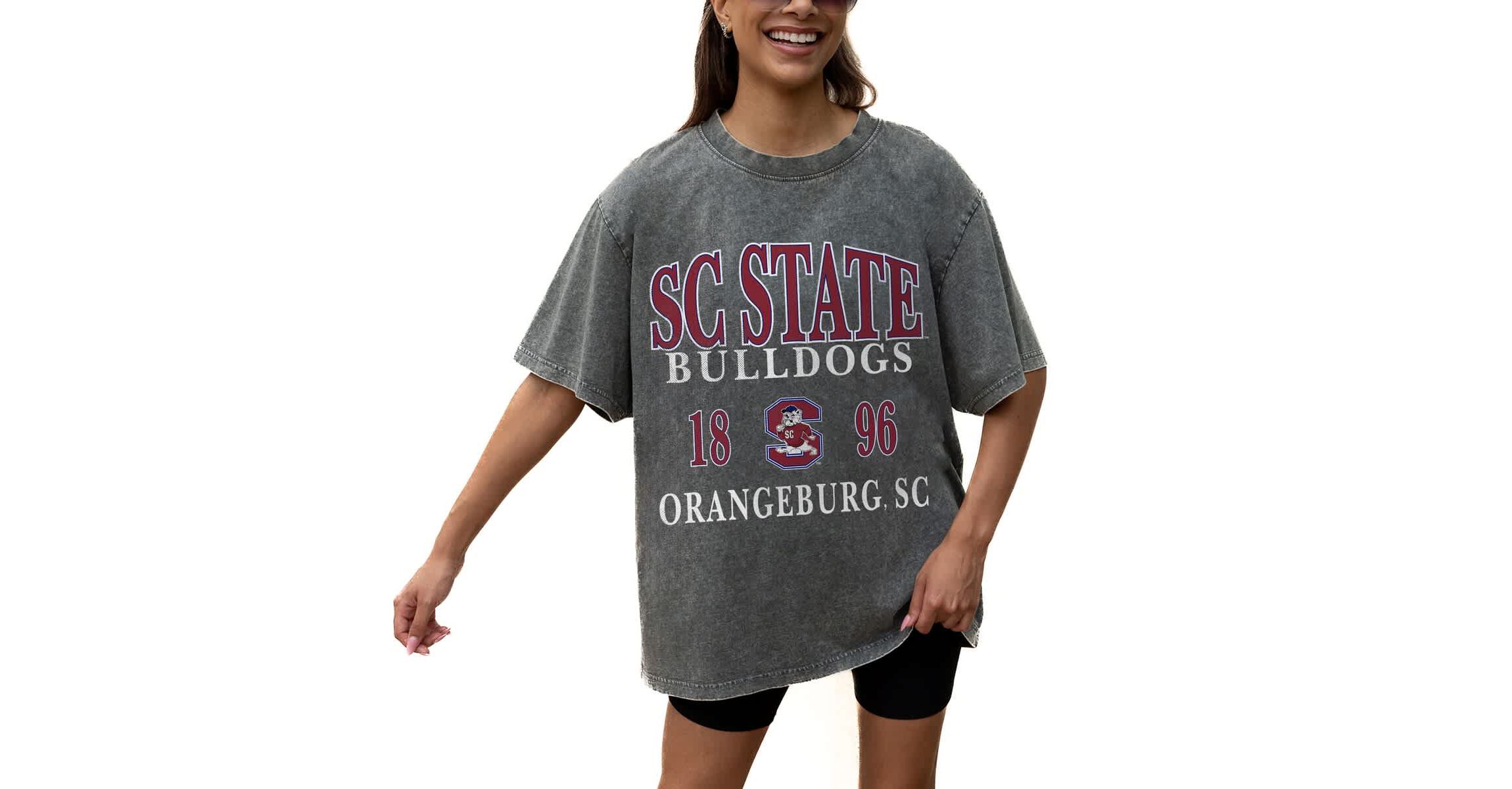SC State Bulldogs NCAA Grey South Carolina State Bulldogs Oversized Snow Wash T-Shirt