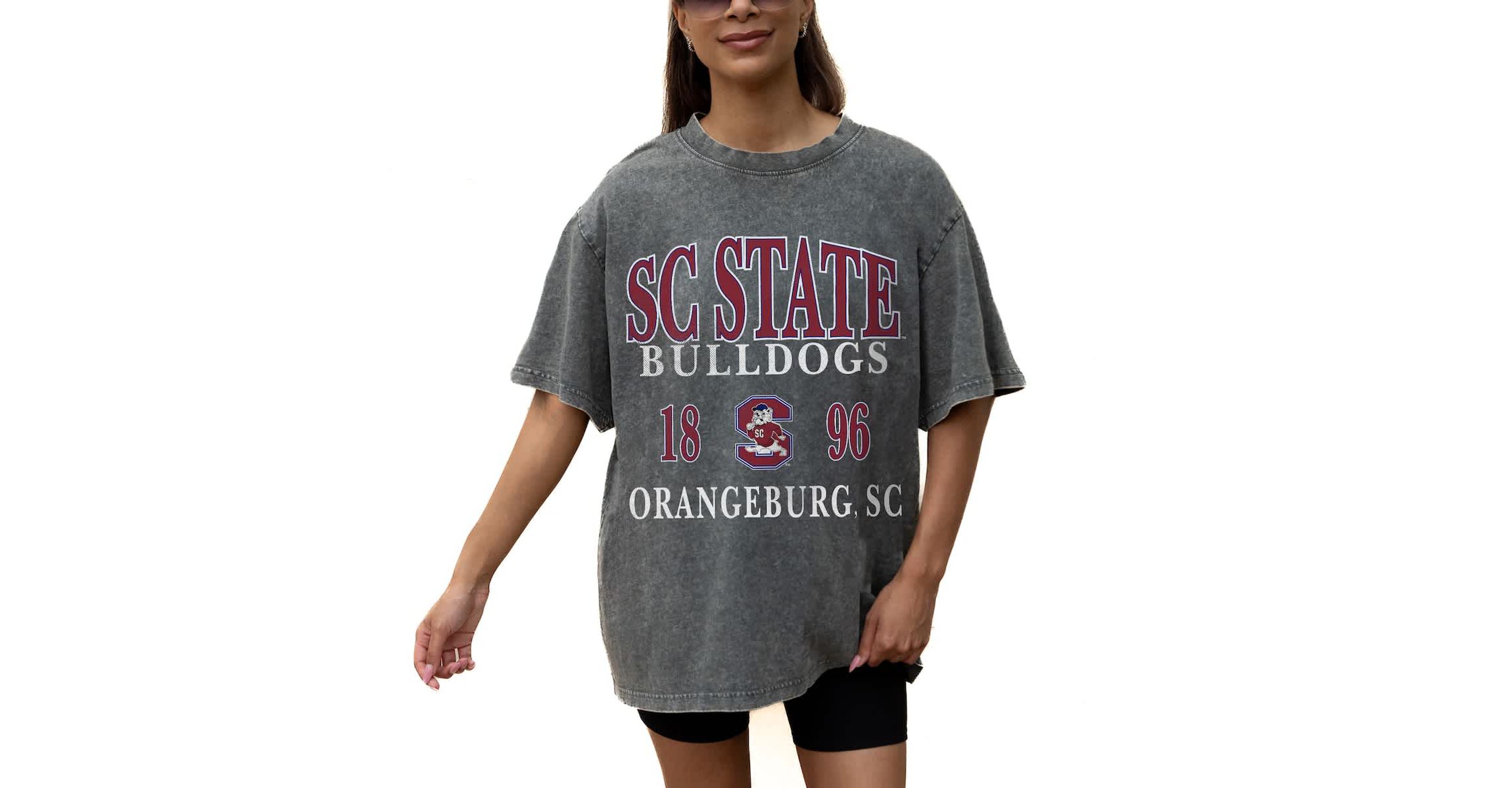 SC State Bulldogs NCAA Grey South Carolina State Bulldogs Oversized Snow Wash T-Shirt