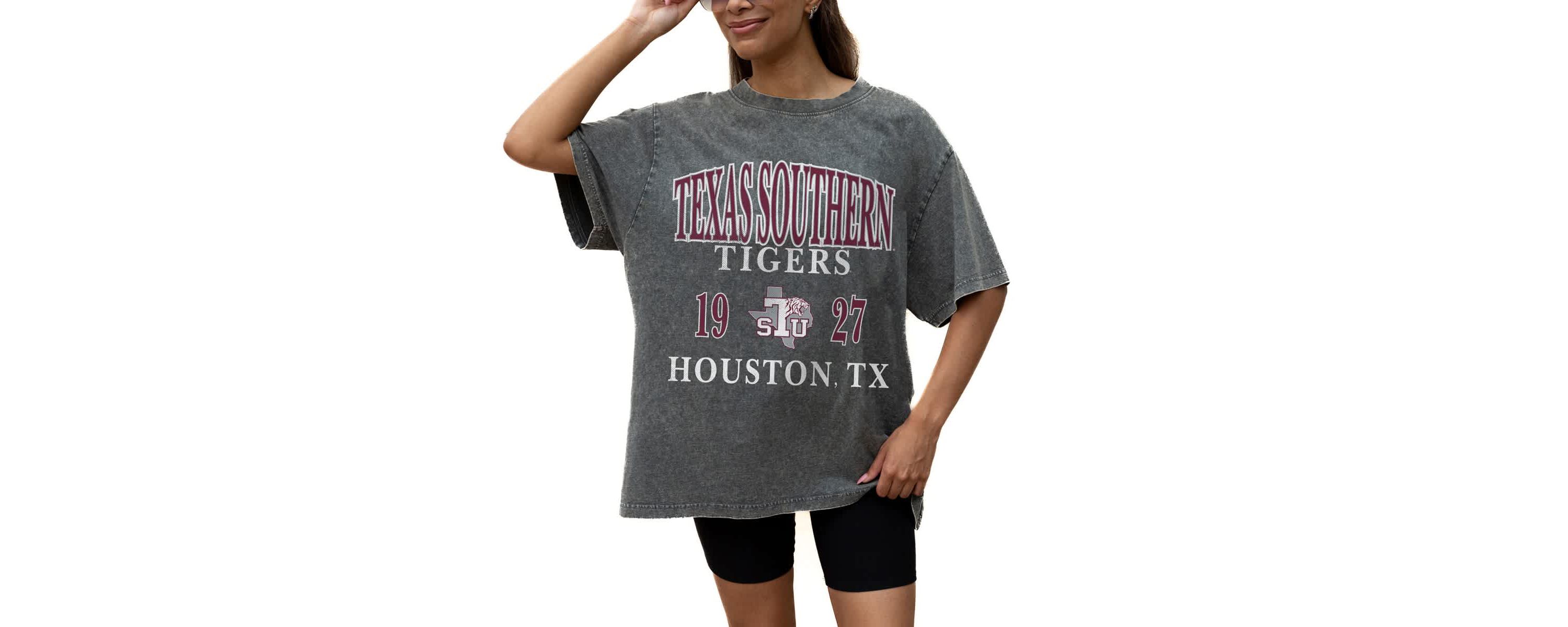 NCAA Grey Texas Southern Tigers Oversized Snow Wash T-Shirt
