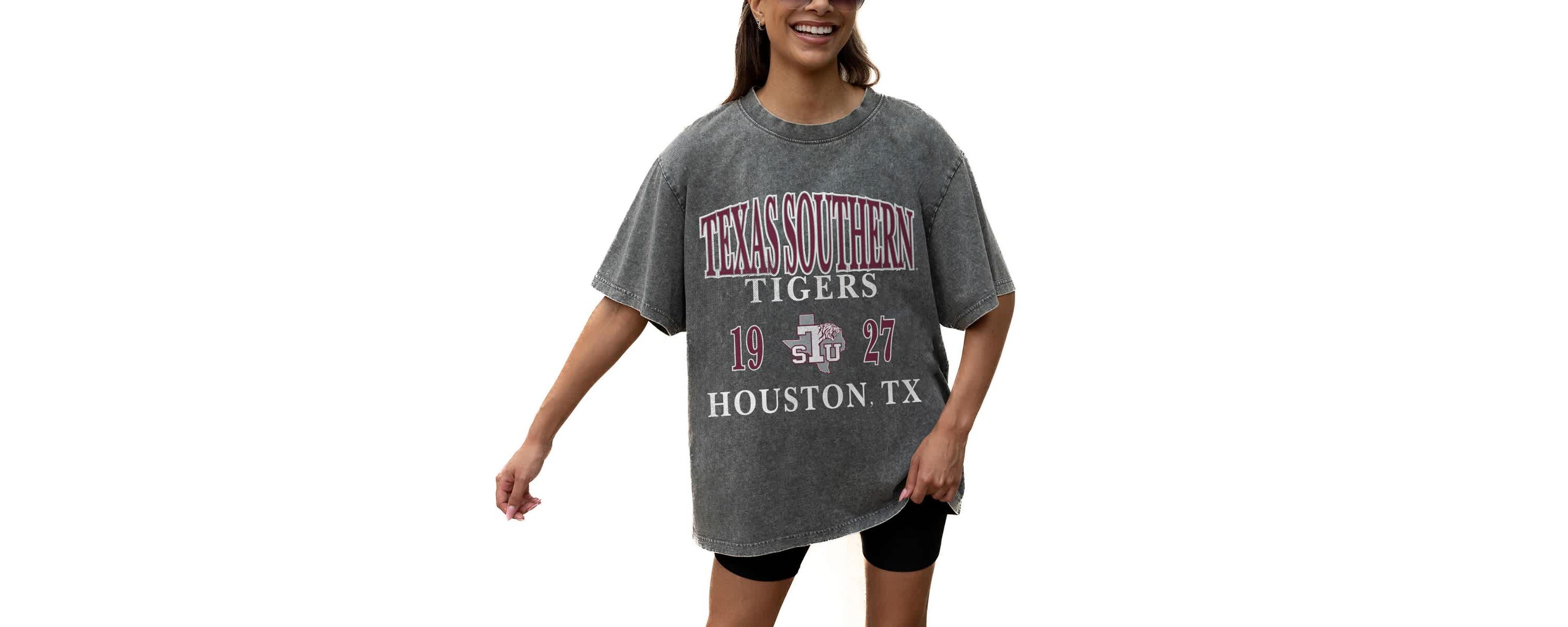 NCAA Grey Texas Southern Tigers Oversized Snow Wash T-Shirt