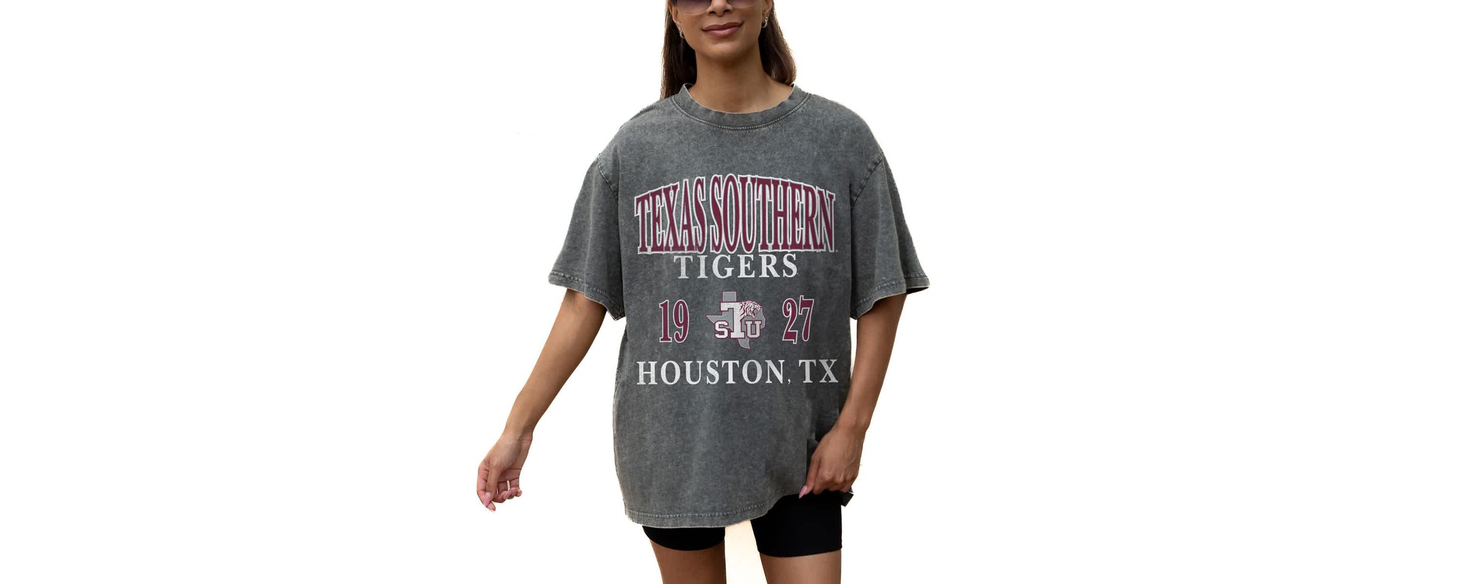 NCAA Grey Texas Southern Tigers Oversized Snow Wash T-Shirt