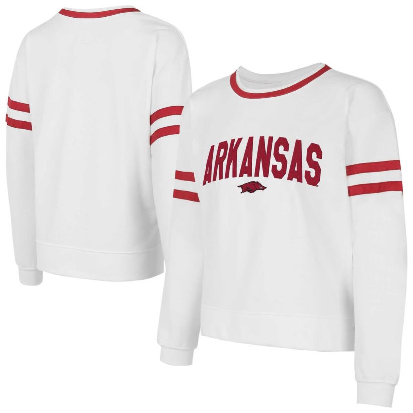 NCAA Arkansas Razorbacks Borough French Terry Arch Over Long Sleeve Top